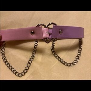 Chained Heart Choker half pink half lilac
